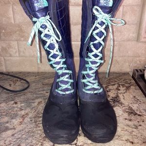 NORTH FACE Thermoball Utility Boot Tall Women's 9.5 Black Purple Waterproof